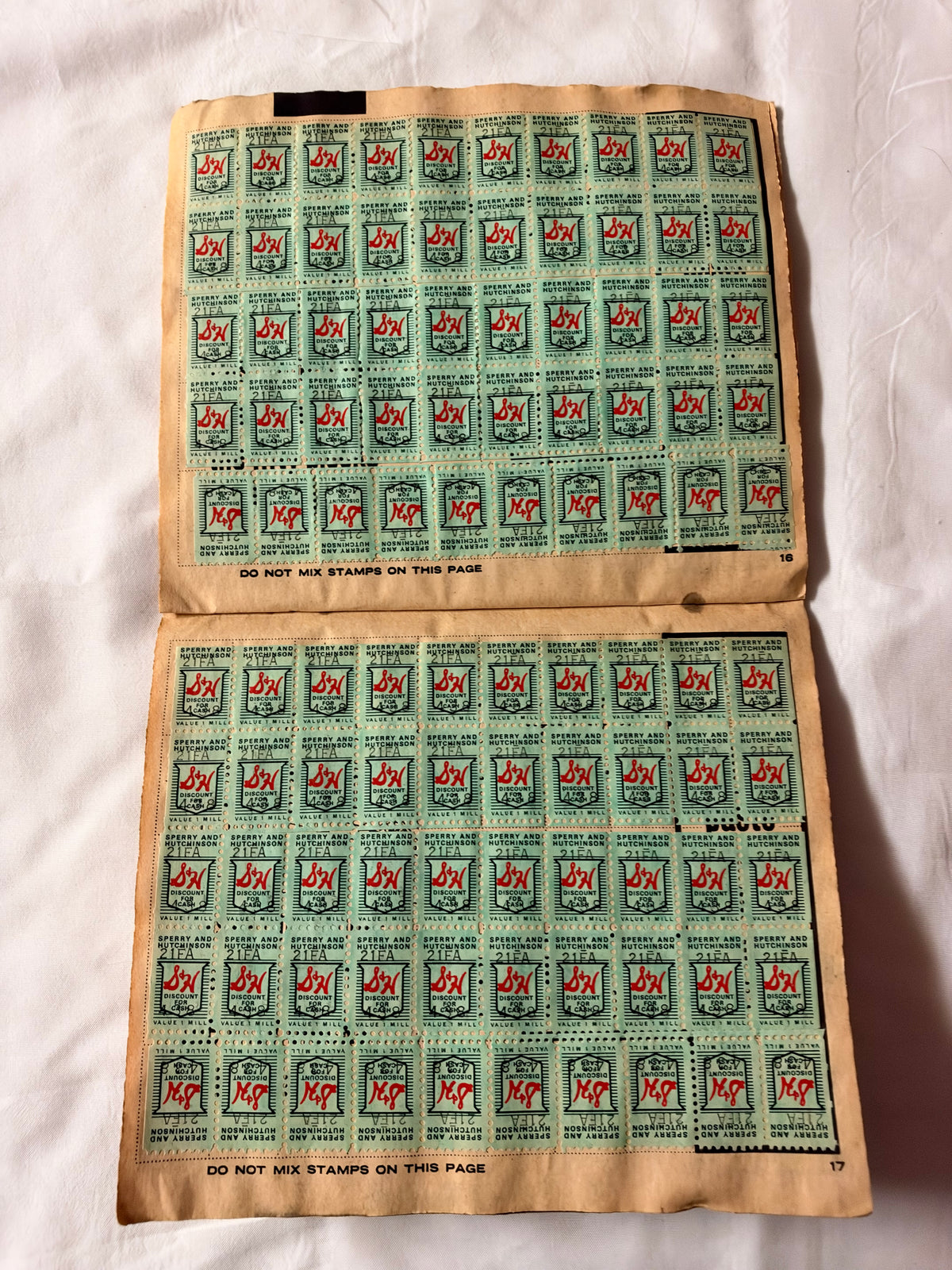 Book of S&H Green Stamps from the Sperry and Hutchinson Company Filled with 1200 Stamps
