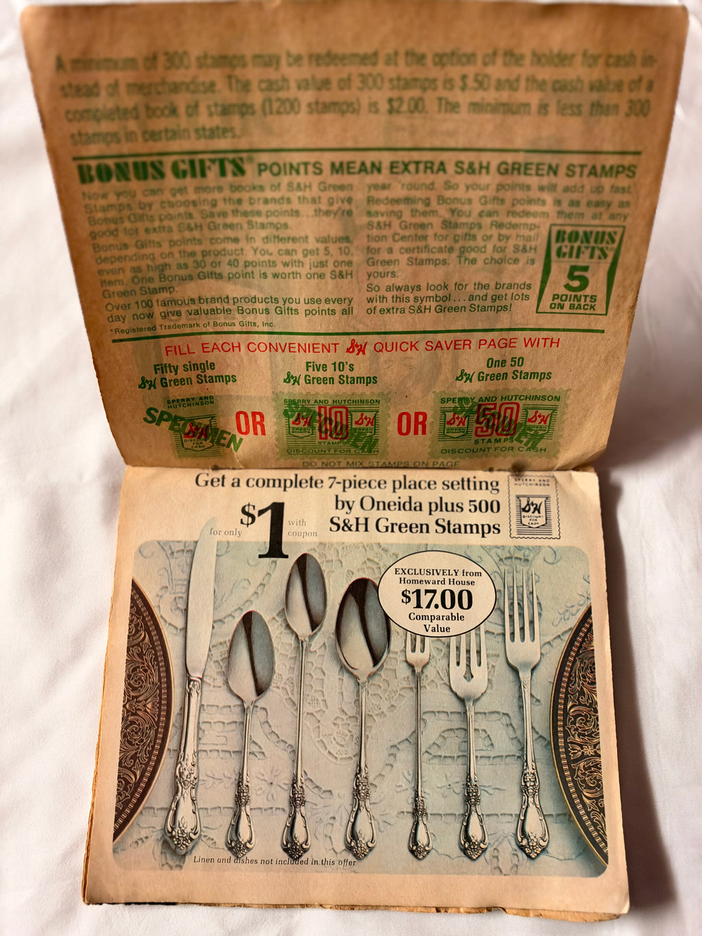 Book of S&H Green Stamps from the Sperry and Hutchinson Company Filled with 1200 Stamps