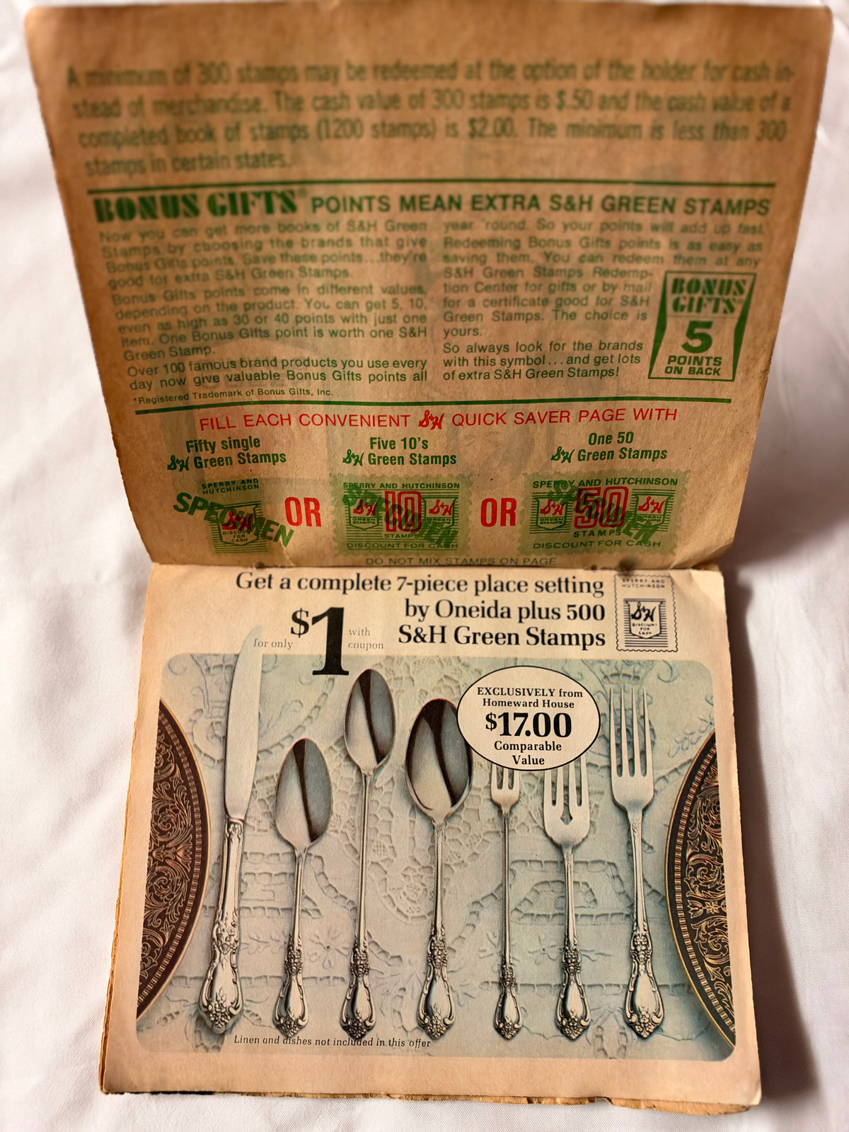 Book of S&H Green Stamps from the Sperry and Hutchinson Company Filled with 1200 Stamps