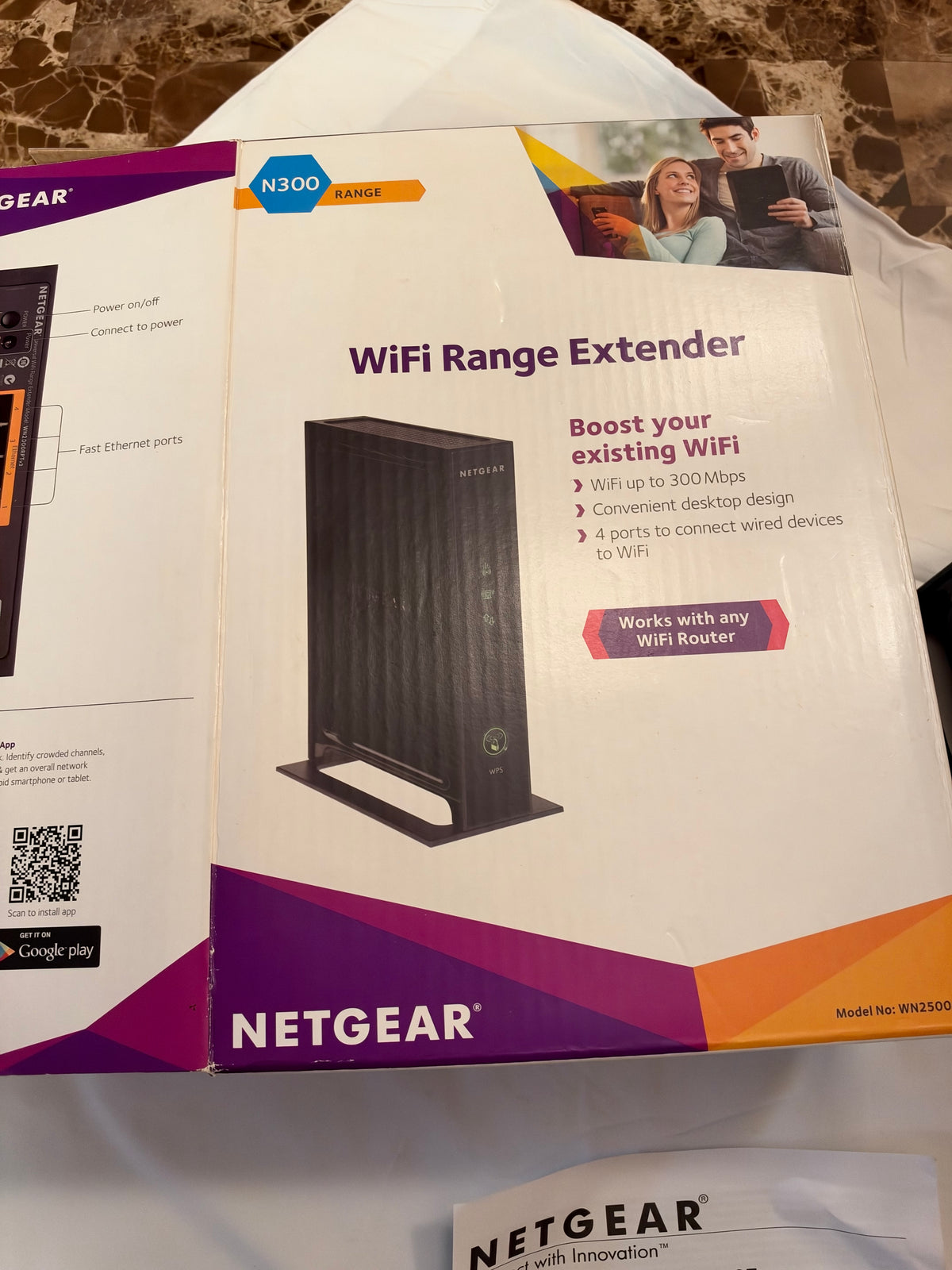 Netgear WiFi Ranger Extender N300 Range in Box with All Original Paperwork Upto 300 Mbps 4 Ports