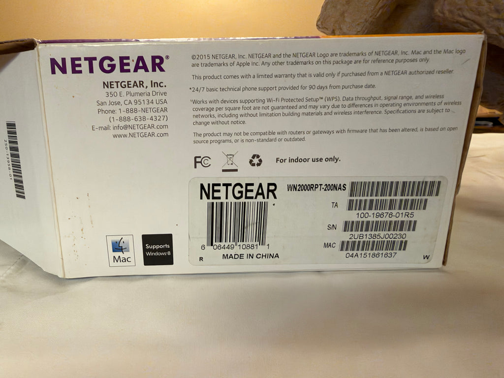 Netgear WiFi Ranger Extender N300 Range in Box with All Original Paperwork Upto 300 Mbps 4 Ports